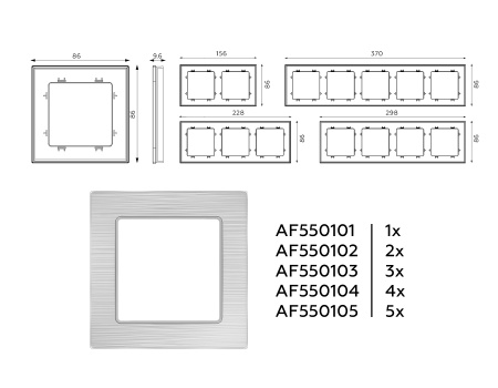 Рамка ALFA Platos (Серебро Металл шлифованный) 4-ая AF550104
