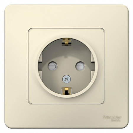 SE Blanca внутр Молочная Розетка с/з со шторками, 16А, 250В