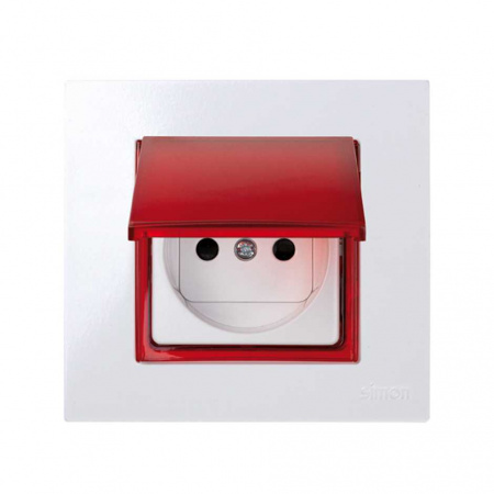 Simon 27 Play Красная Вставка декоративная с полупрозрачной откидной крышкой для рамок с вырезом под декор