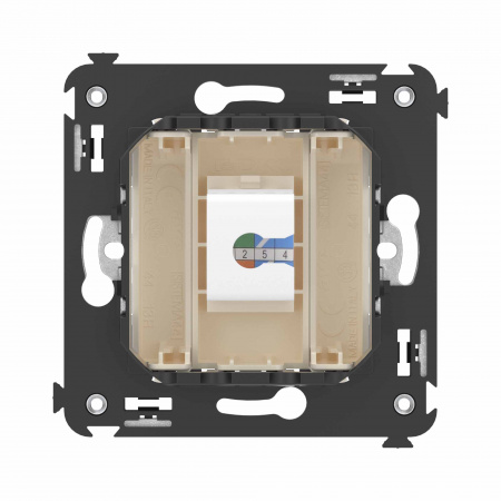 DKC Avanti Телефонная розетка RJ-12 без шторки в стену одинарная, Ванильная дымка