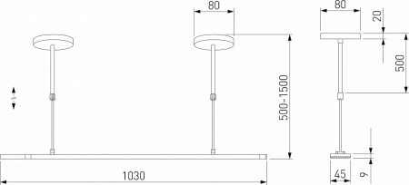 Штанга для однофазного шинопровода 500-1000мм (черный) 85136/00 Elektrostandard  a065262