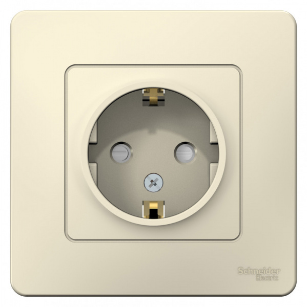 SE Blanca внутр Молочная Розетка с/з со шторками, 16А, 250В