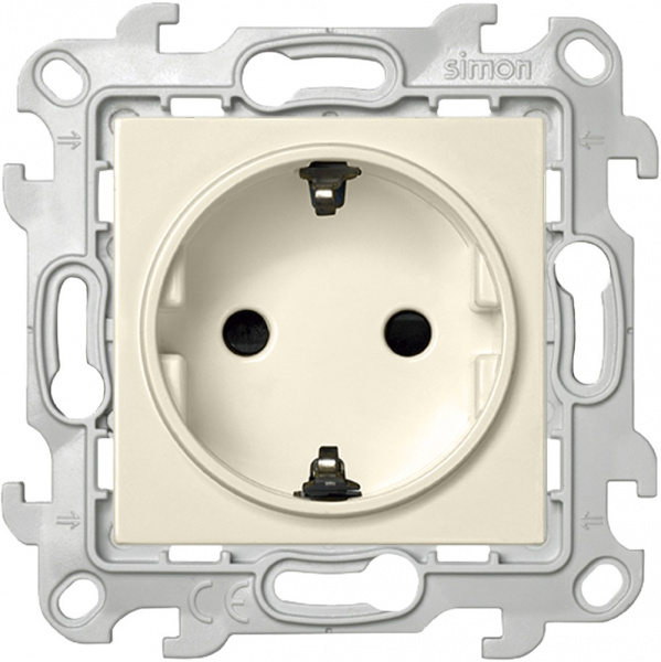 Simon 24 Слоновая кость Розетка 2К+3 Sсhuko с защитными шторками