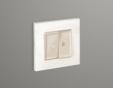 Лицевая панель ALFA (Бежевый глянец) для 2-клавишных выключателей с подсветкой QUANT AP3040