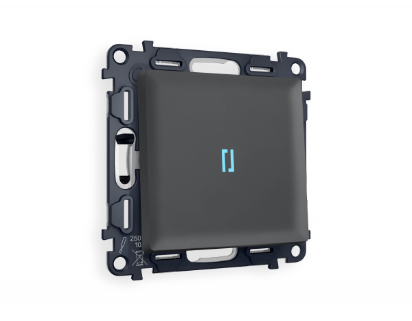 Комплект механизма 1-клавишного выключателя с подсветкой 10000K ALFA MA902020 Графит мягкое касание QUANT