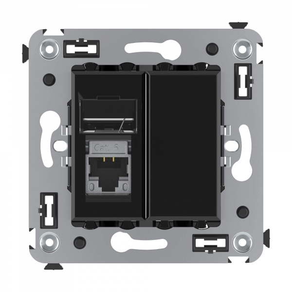 DKC Avanti Черный квадрат Компьютерная розетка RJ-45 одинарная  категория  6 экранированная