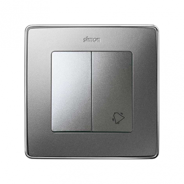 Simon 82 Detail Алюминий Комплект накладок (2 шт) с пиктограммой "звонок", для 2-х клав.мех