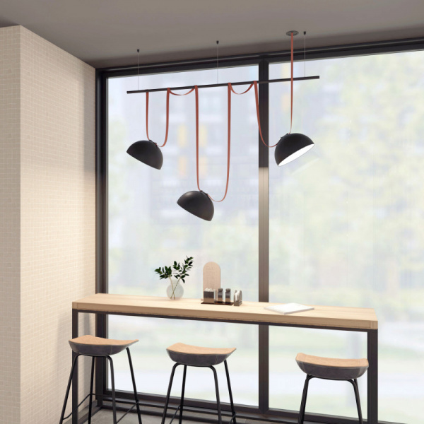 DK5563-BK Cветильник для трека-ремня Belty, серия Flow со светодиодом, D300*H171мм, 48V DC, 28W, RA90, 120°, 3000K, IP20, черный, алюминий