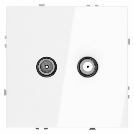 Розетка телевизионная встраиваемая VOLTUM S70 оконечная TV+SAT, (белый глянцевый)