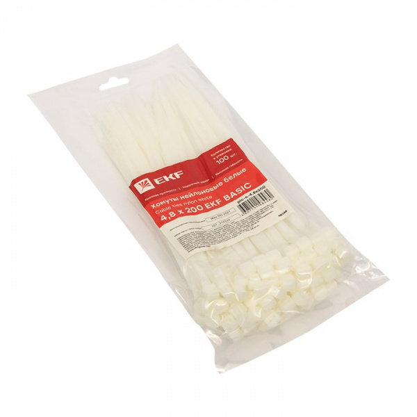 EKF Basic Хомут нейлоновый (4,8х200) (100шт.)