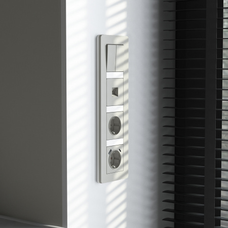 Рамка из поликарбоната на 4 поста Split дымчатый/белый, soft-touch W0043067