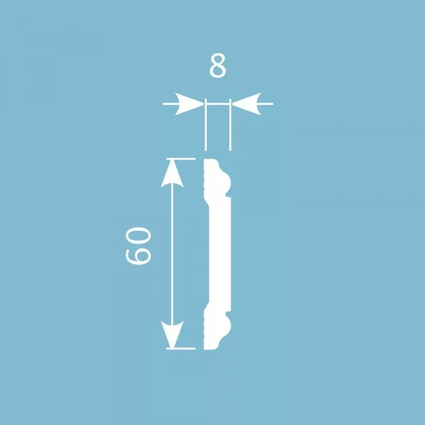 Молдинг MX008, 60х8, 2000мм, Экополимер/20