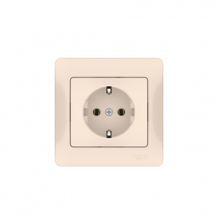 Systeme Electric Glossa Бежевый Розетка с заземлением, 16А, в сборе, быстрозажим. клем.