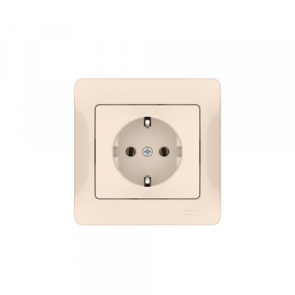 Systeme Electric Glossa Бежевый Розетка с заземлением, 16А, в сборе, быстрозажим. клем.