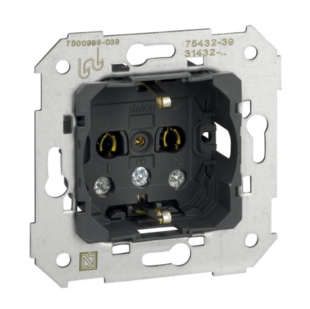 Simon 75 Мех Розетка двухполюсная 2P+E с заземлением, 16А 250В, винт. зажим