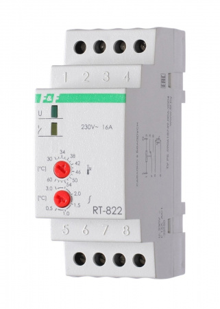 Devi Терморегулятор RT-822 (+30°C-+60°C) на шину DIN, с датчиком RT на проводе, 16А