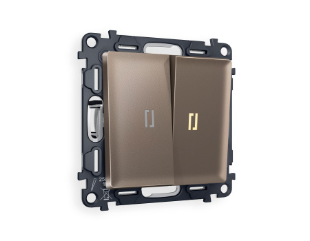 Комплект механизма 2-клавишного выключателя с подсветкой 3200K ALFA MA634010 Темная бронза матовый QUANT