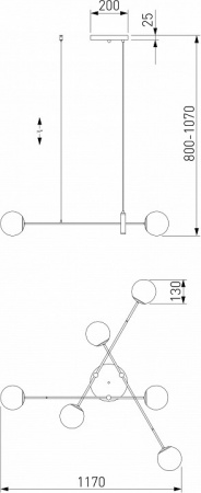 Подвесной светильник 70146/6 латунь Eurosvet Planet
