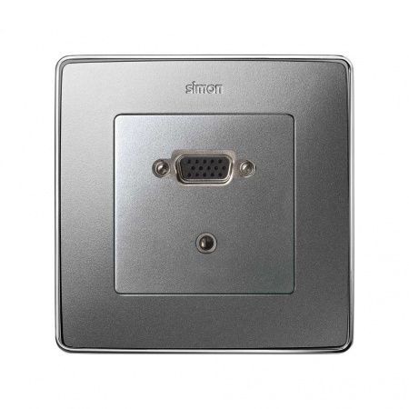 Simon 82 Detail Алюминий Накладка коннектора VGA HD15, мама + мини-джек 3,5мм (для 7500091-039)