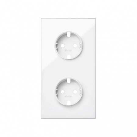 Simon 100 Белый глянец Кит 2 поста, фронт. Накладка на 2 розетки Schuko