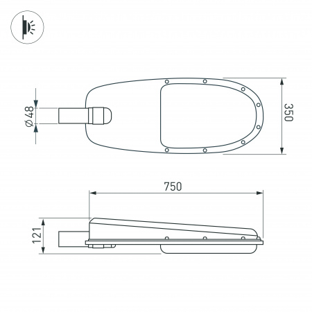 Arlight Светильник OXOR-ELFA-749х351-150W Day5000 (GR, 144x61 deg, 230V) IP65 (-)