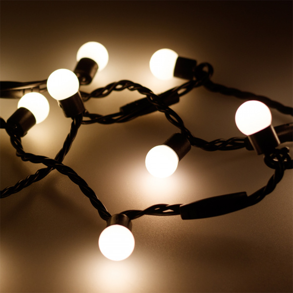 Arlight Светодиодная гирлянда ARD-BALL-CLASSIC-D17.5-20000-BLACK-200LED WARM (230V, 14W) (Ardecoled, IP65)