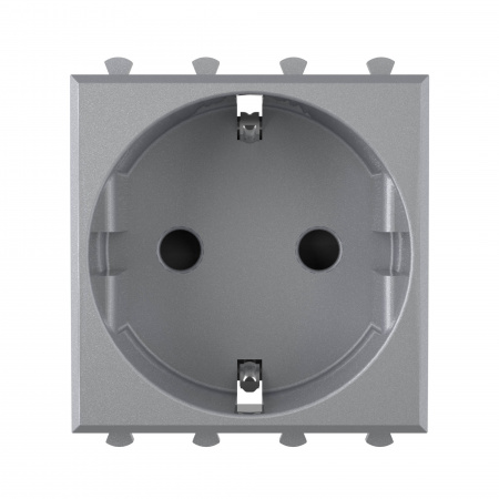 DKC Avanti Закаленная сталь Розетка 2P+E со шторками 2 модуля