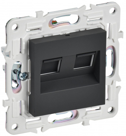 IEK SKANDY Графит Розетка компьютерная двойная RJ45 кат.5E SK-K03G