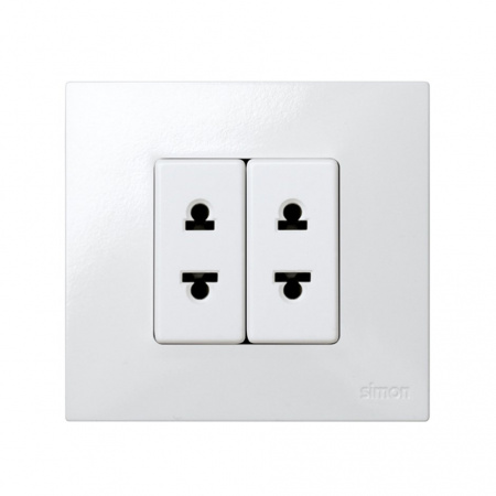 Simon 27 Мех Белая Розетка без заземления 2P, евро-американский стандарт, узкая, 16А 250В