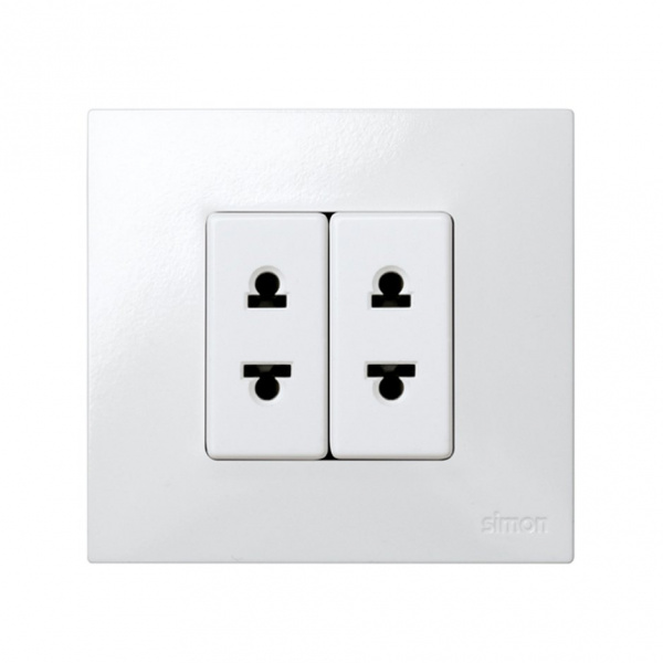 Simon 27 Мех Белая Розетка без заземления 2P, евро-американский стандарт, узкая, 16А 250В