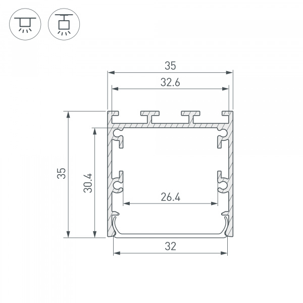 Arlight Профиль LINE-M-3535-2000 BLACK (Алюминий)