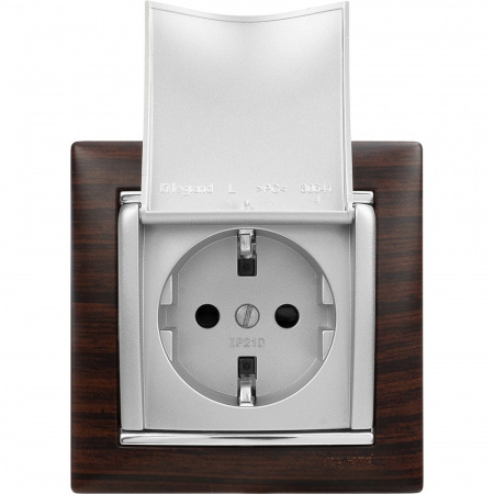 Legrand Valena Алюминий Розетка 1-ая с/з с крышкой