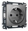 Комплект механизма электрической розетки ALFA MA656010 Антрацит серый с заземлением на винтовых зажимах 2P+E 16A-250V QUANT