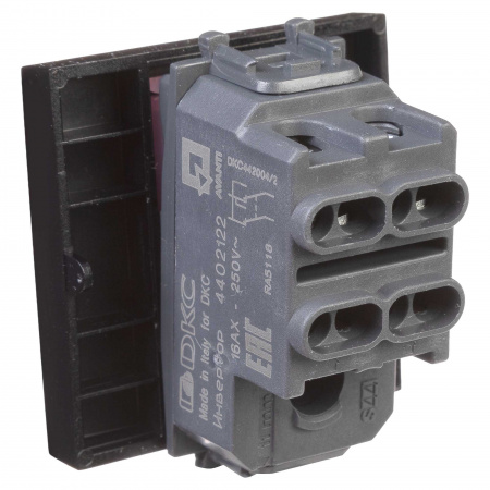 DKC Avanti Черный квадрат Выключатель двухполюсный 16A 2 модуля