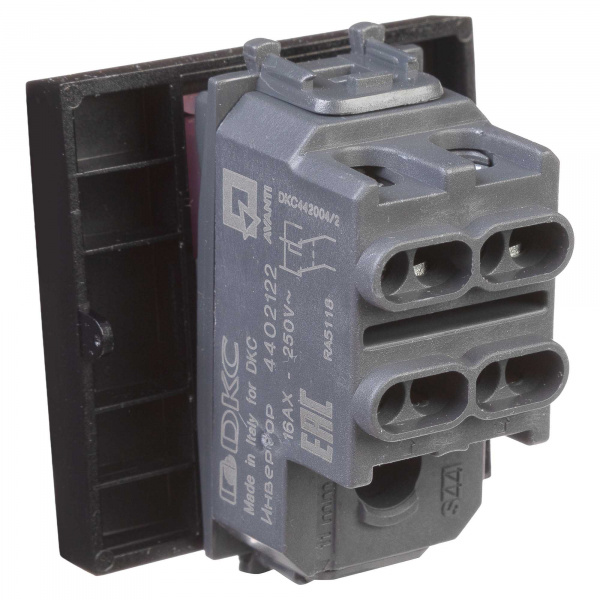 DKC Avanti Черный квадрат Выключатель двухполюсный 16A 2 модуля