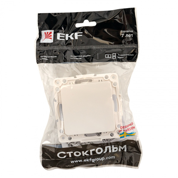 EKF PROxima Стокгольм Белый Выключатель 1-кл, 10А, винт.клеммы