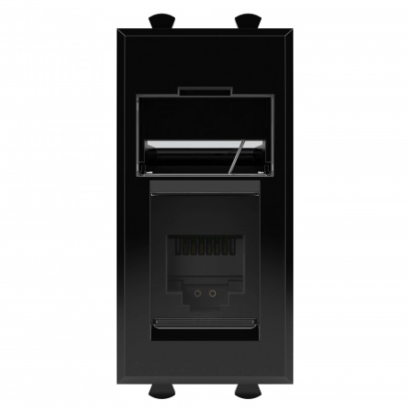 DKC Avanti Черный квадрат Розетка телефонная RJ-12 1 модуль