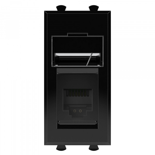 DKC Avanti Черный квадрат Розетка телефонная RJ-12 1 модуль