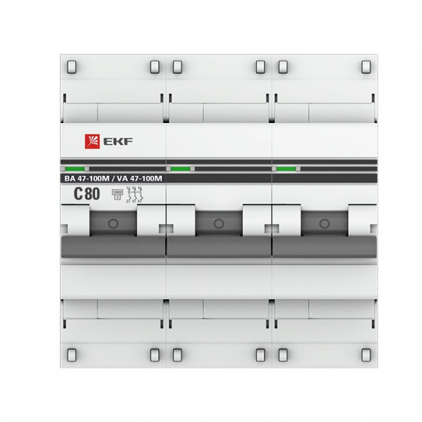 EKF PROxima ВА 47-100M Автоматический выключатель  (С) 3P 80А  10kA с электромагнитным расцепителем