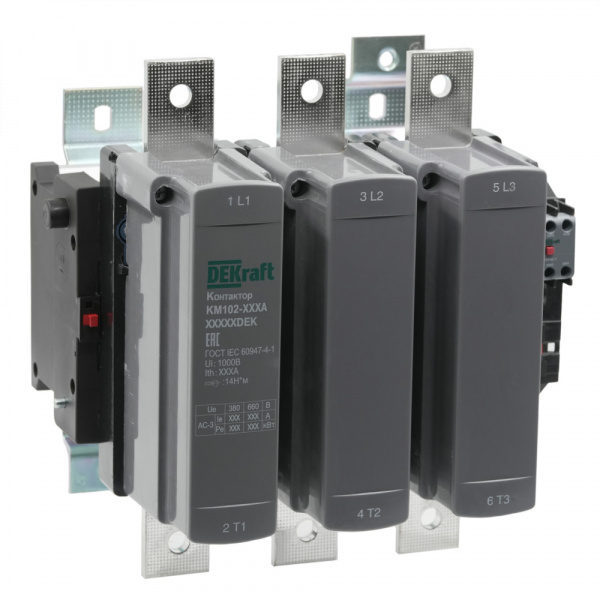Dekraft Контактор 630А 110В_АС АС3_ АС4 1НО+1НЗ КМ-102