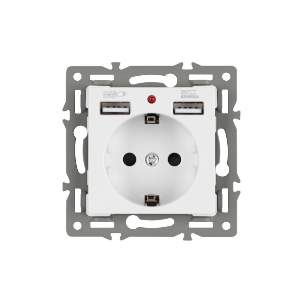 Arlight Механизм розетки с USB зарядкой SCT-MUAA-PL-WH (250V, 16A) (-)