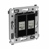 DKC Avanti Компьютерная розетка RJ-45 без шторки в стену, кат.6 двойная экранированная, Черный квадрат