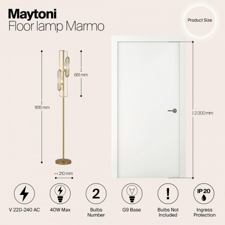 Напольный светильник (торшер) Maytoni MOD099FL-02G Maytoni Marmo