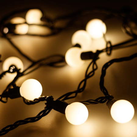 Arlight Светодиодная гирлянда ARD-BALL-CLASSIC-D23-10000-BLACK-80LED WARM (230V, 3.5W) (Ardecoled, IP65)