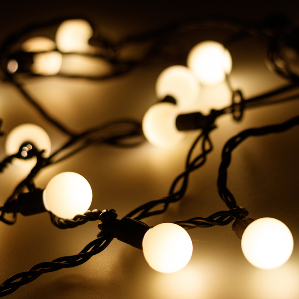 Arlight Светодиодная гирлянда ARD-BALL-CLASSIC-D23-10000-BLACK-80LED WARM (230V, 3.5W) (Ardecoled, IP65)