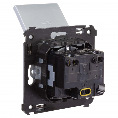 DKC Avanti Закаленная сталь Розетка с крышкой 2P+E со шторками