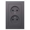 Systeme Electric AtlasDesign Базальт Розетка двойная б/з со шторками,16А, в сборе