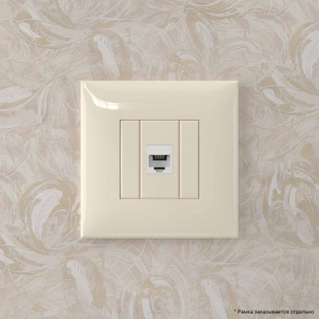 DKC Avanti Телефонная розетка RJ-12 без шторки в стену одинарная, Ванильная дымка