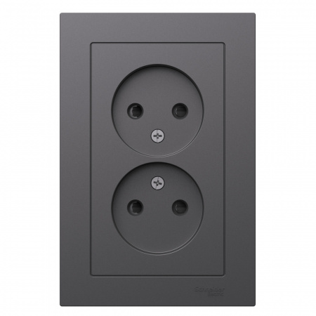 Systeme Electric AtlasDesign Базальт Розетка двойная б/з со шторками,16А, в сборе