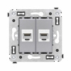DKC Avanti Компьютерная розетка RJ-45 без шторки в стену, кат.6А двойная, Закаленная сталь